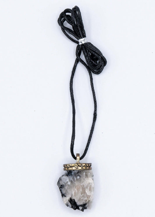 Quartz with Tourmaline Crystal Necklace